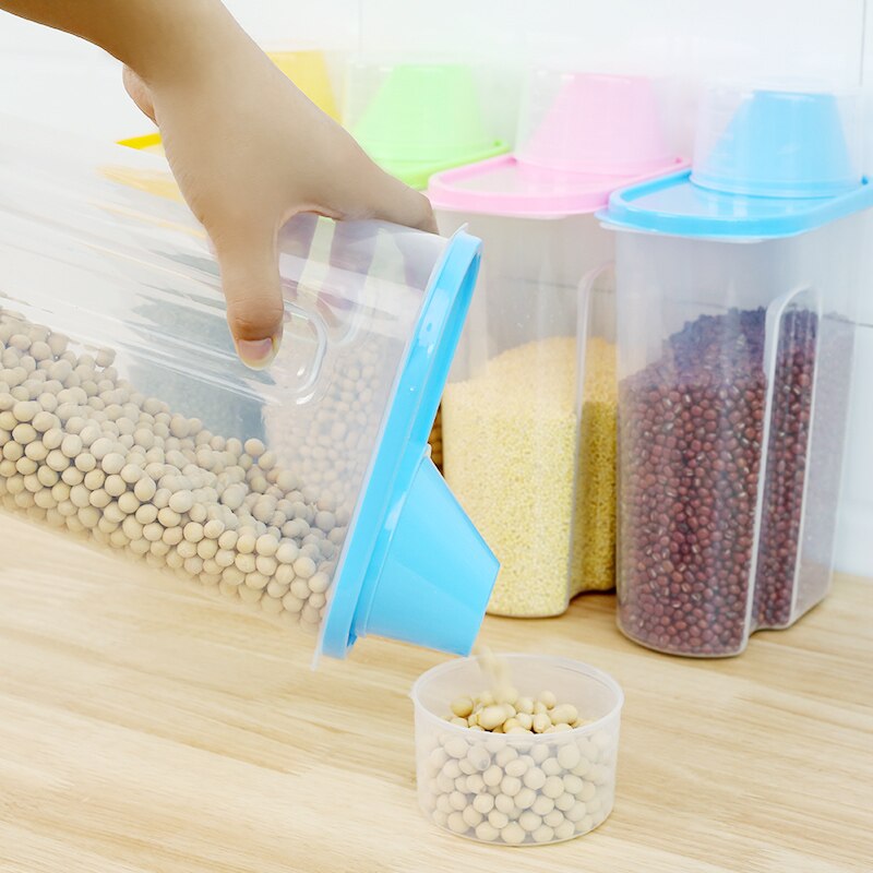 Køkken mad opbevaringsboks plastik klar beholder sæt med låg køkken opbevaring flasker krukker tørret korn opbevaring tank organizer