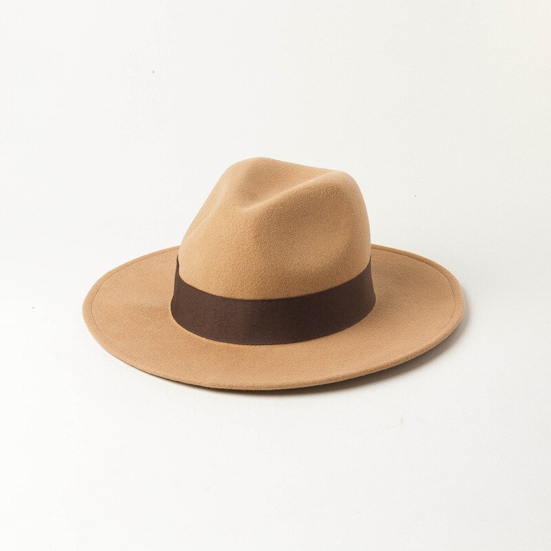 Uspop Vrouwen Wol Hoed Geweven Wol Fedora Hoed Casual Mode Multi-color Lint Wol Jazz Hoeden: Camel 1