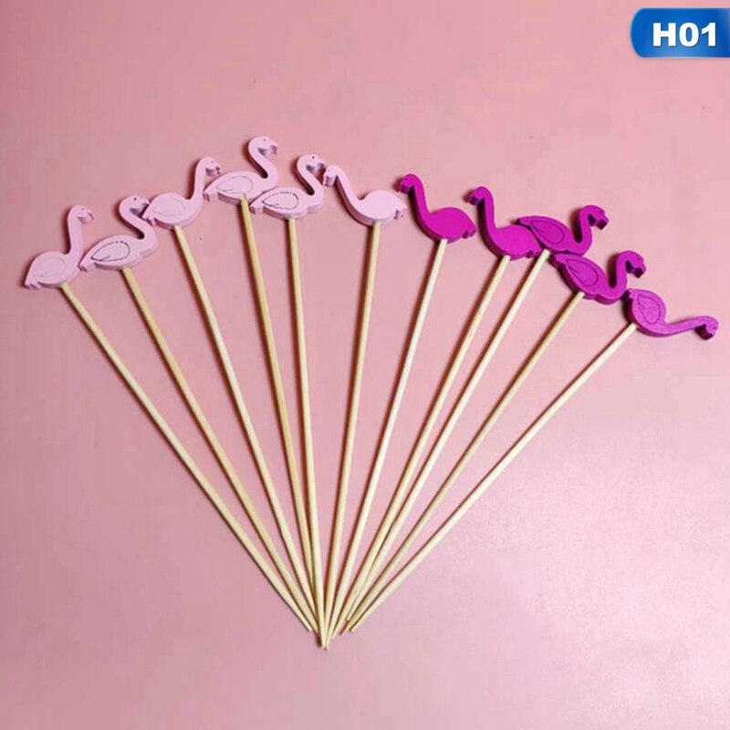 100pc flamingo bambus pick buffet ananas kaktus blade cupcake frugt gaffel dessert salat pind cocktail spyd til fest indretning: H01