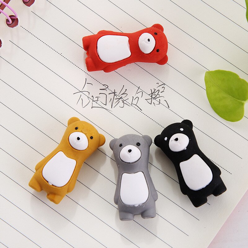 1 pièces de dessin animé debout ours muet gomme crayon étudiant papeterie gomme