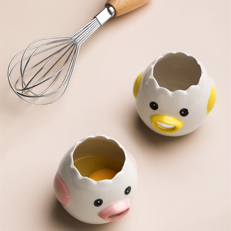 Egg White Yolk Separator Cute Cartoon Style Ceramic Chick Strainer Egg Kitchen Tool Baking Accessories Egg Rack