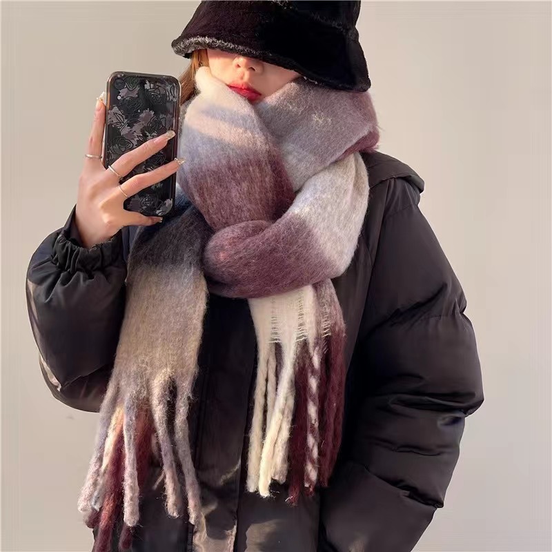 Winter dikke warme sjaal dames kasjmier sjaal en omslagdoeken pashmina halsdoek bufanda dames regenboog harige tessel echarpe