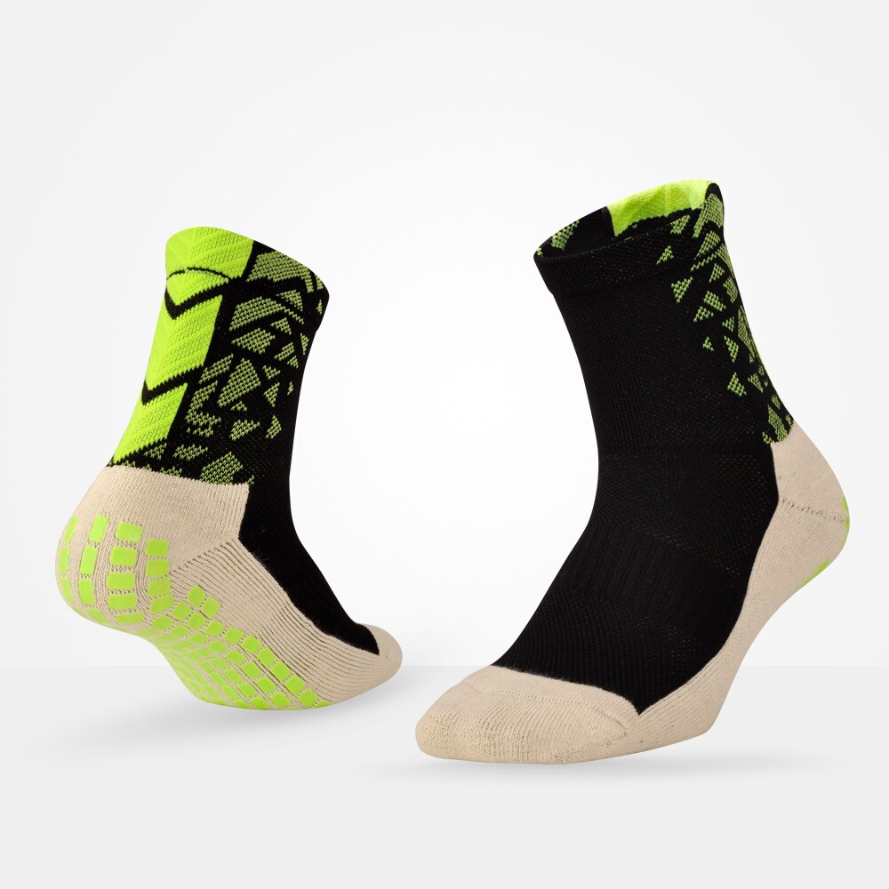 #39 fodbold skridsikker sokker herre sportsstrømper tyk håndklæde bund lim tube anti-skrid fodbold svedabsorberende sokker: Sort grøn