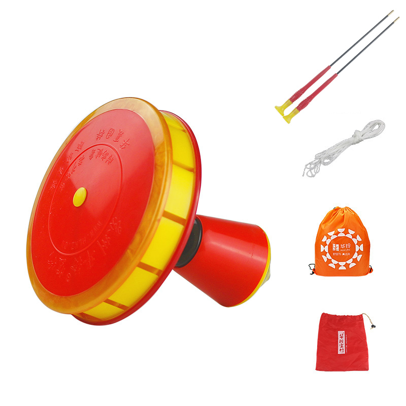 Chinesisches asymmetrisches diabolo 9 lagerspielzeug diabolo-set verpackung mit einkaufsnetz china: Rot und gelb