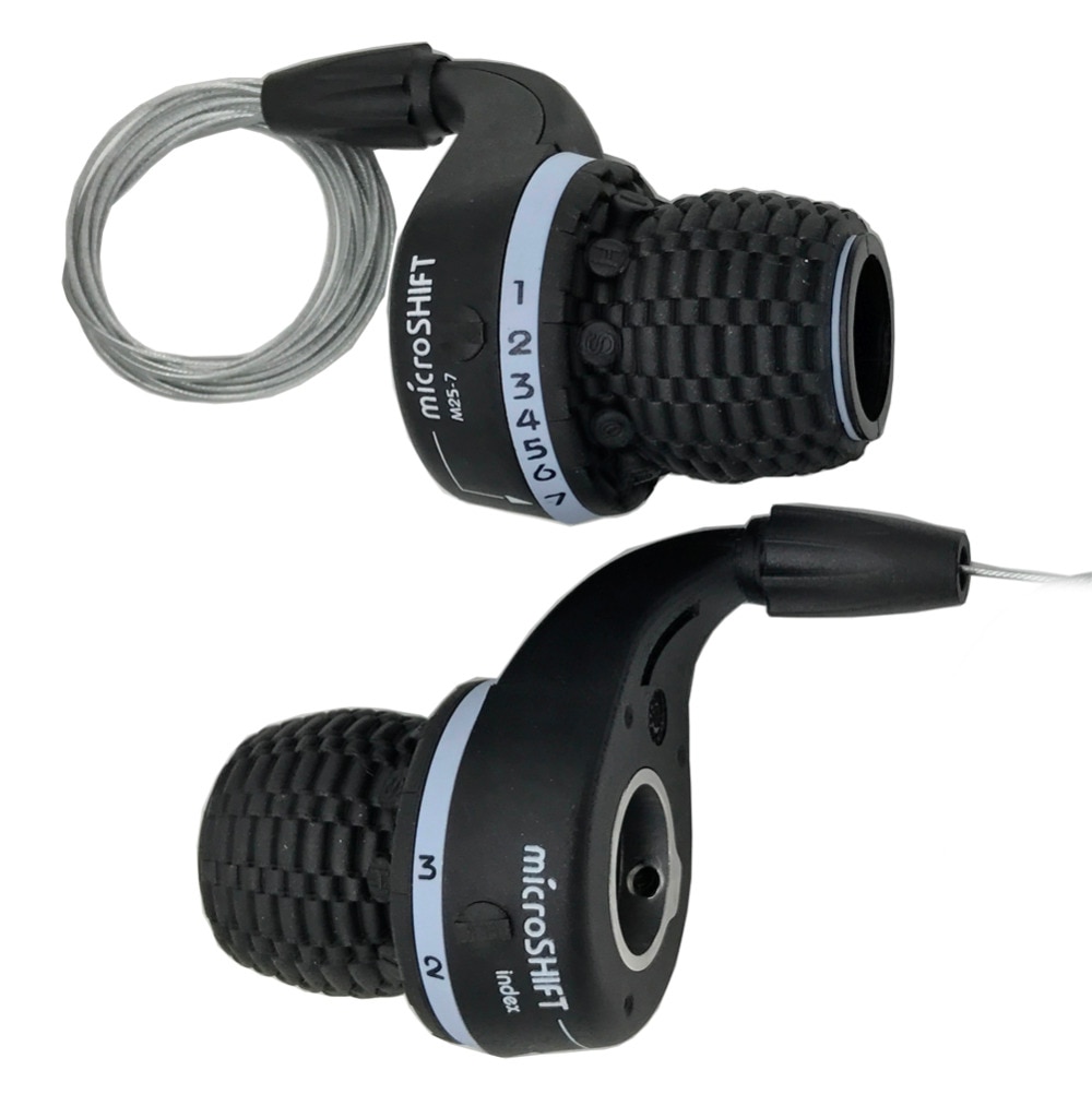 Microshift Twist MTB Cycling Bike Left &amp; Right Twist Grip Gear Shifters 3X7 Speeds Trip DIP Compatible for Shimano Shifters