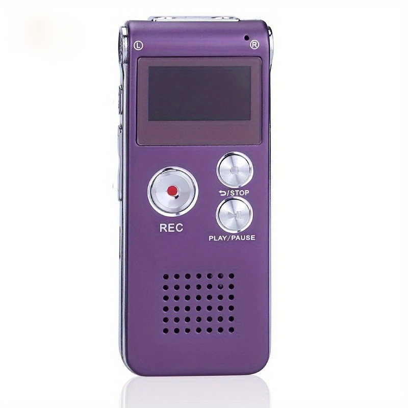 Grabadora de voz digital Grabadora activada por voz Mini grabadora de voz Grabadora de audio pequeña mejorada con MP3 y USB para conferencias: Morado