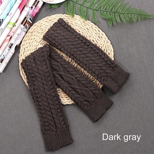 Winter Gestrickte Häkeln Knie Hohe Lang Strumpf Frauen sexy Oberschenkel Hohe Strumpf bleibe hoch Beinlinge Stiefel Leggings Collant Femme: dunkel Grau