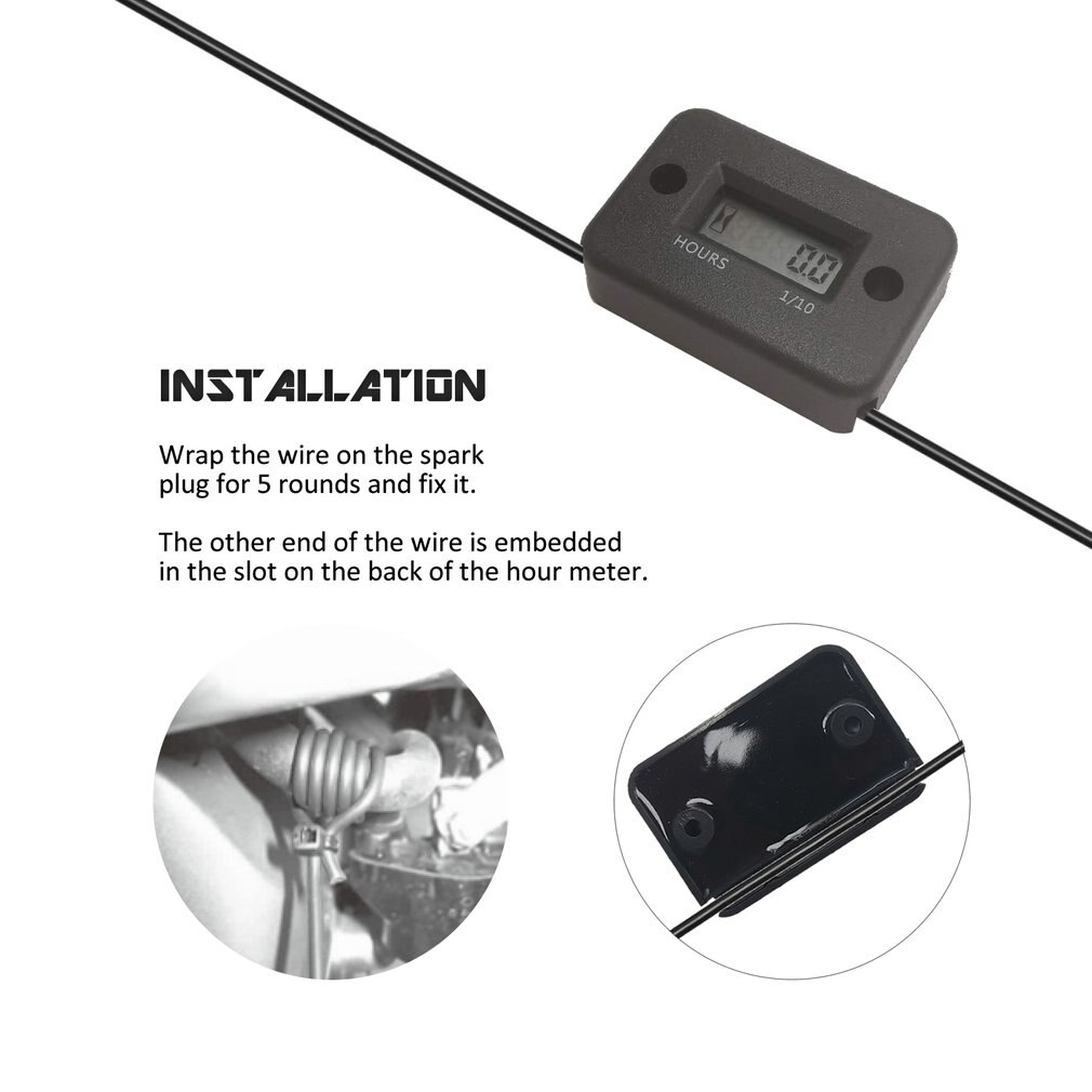 Portable Gasoline Engine Waterproof Type Induction Type Hour Meter With Line LCD Induction Type Hour Meter