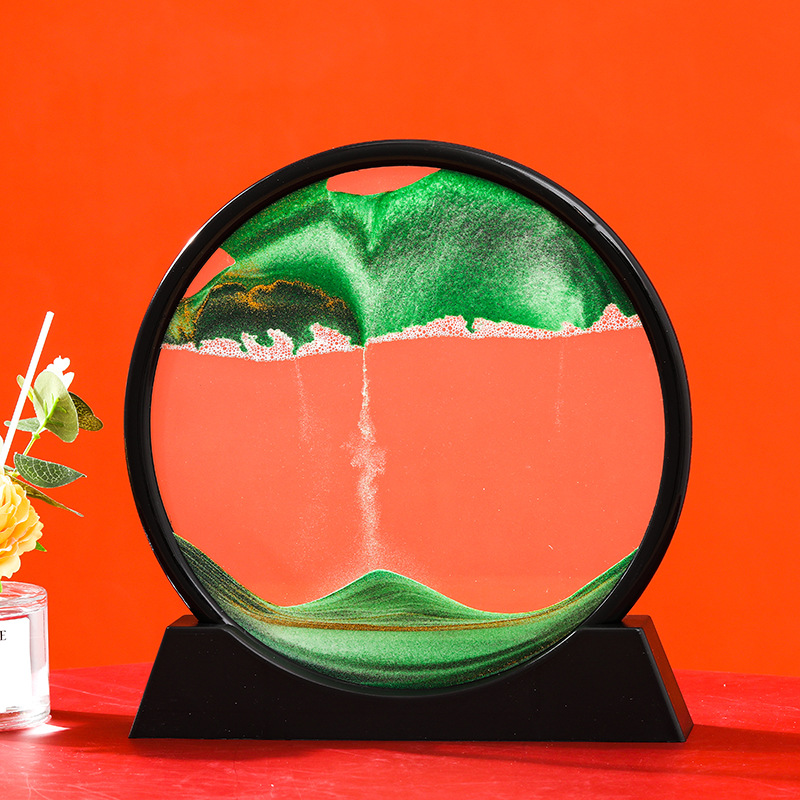 3D Bewegende Zand Kunst Foto 5/7Inch Zandloper Art Schilderen Diepzee Sandscape Vloeiende Zand Frame Rechthoek Ronde glas Home Decor