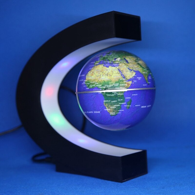 AU42 -Floating Globe Magnetic Globe World Map Magnetic Levitation Globes C-Frame Led English Blue Globe for Kids