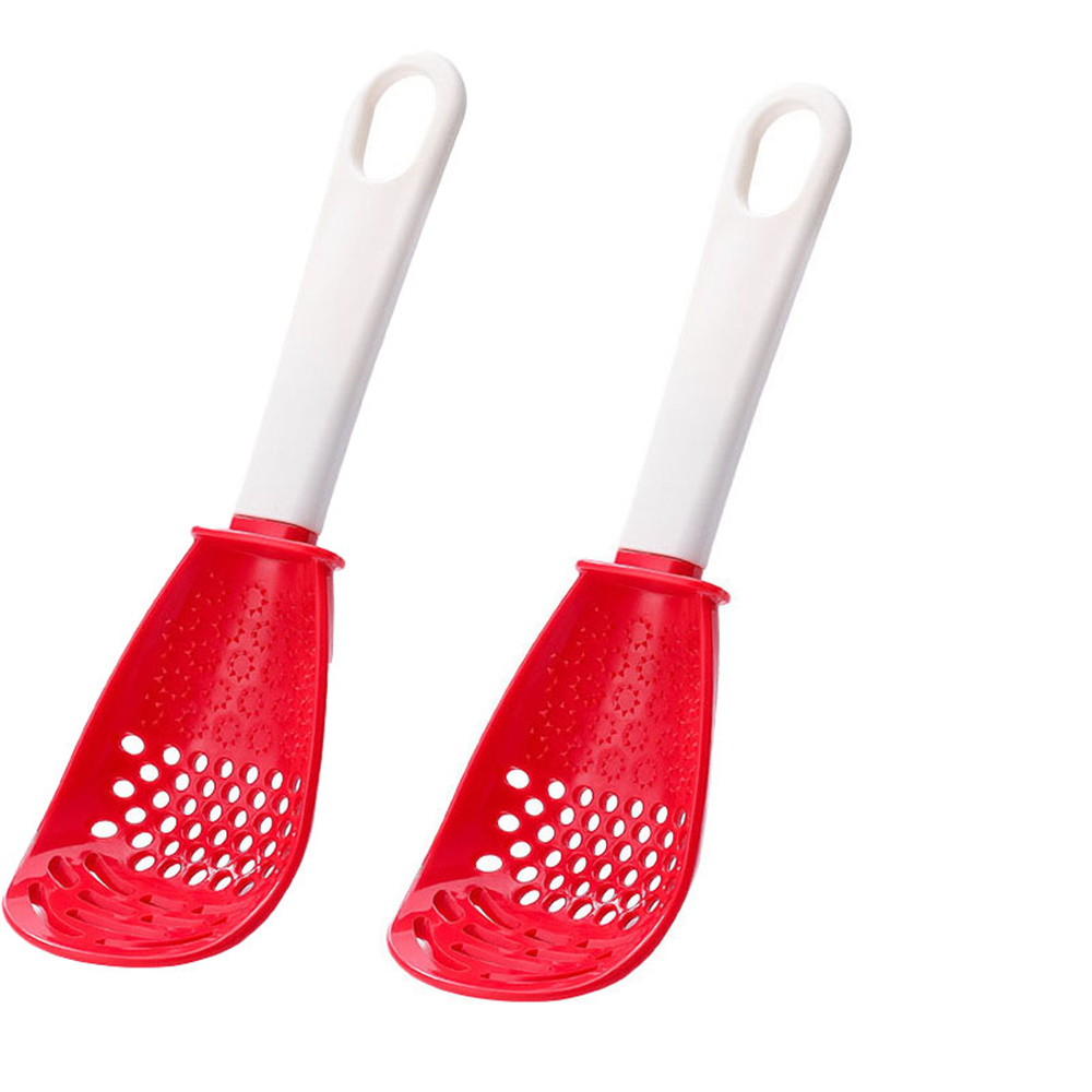 Multi-function Cooking Spoon Multi-function Kitchen Tool Colander Filter Grater Food-grade High Temperature Cooking Gadget: 2 Pcs Red