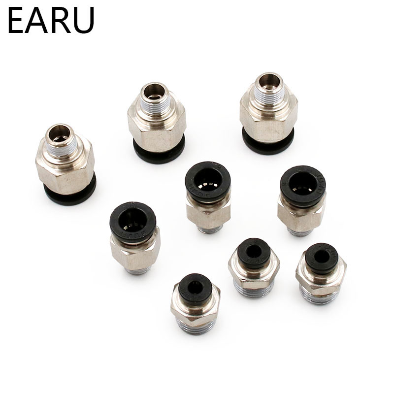 1/8'' 1/4'' 3/8'' 1/2'' Male-4 6 8 10 12mm Straight Push in Fitting Pneumatic Push to Connect Air Adapter Plug Socket Connector