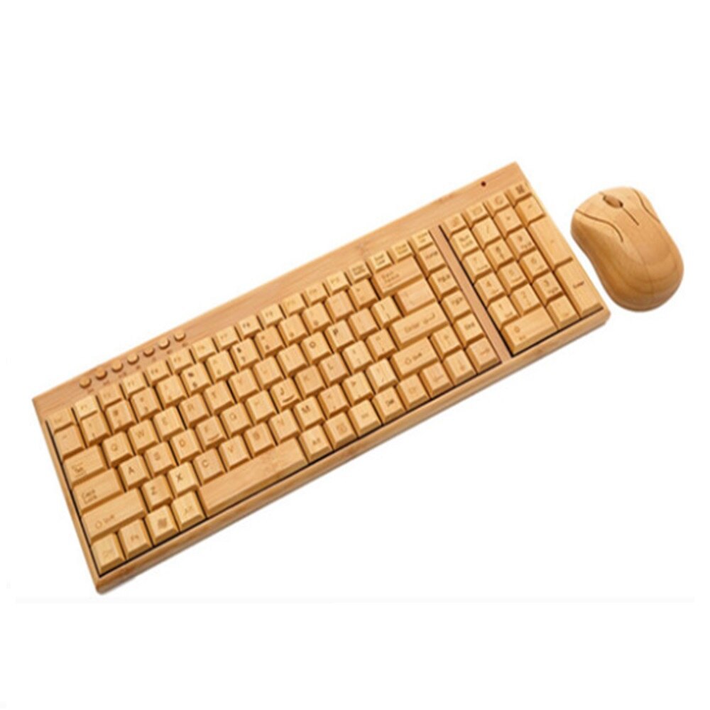 Items 201 Natural Eco-friendly Healthy Bamboo Wooden Wireless Keyboard and Mouse Combo
