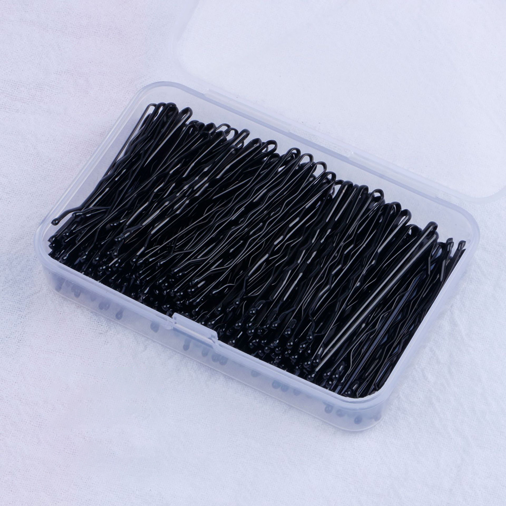 150 pçs feminino sólido casual bobby pin caixa conjunto para vida diária pinos feminino grampos de cabelo para ferramentas de maquiagem acessórios de estilo de cabelo: Preto