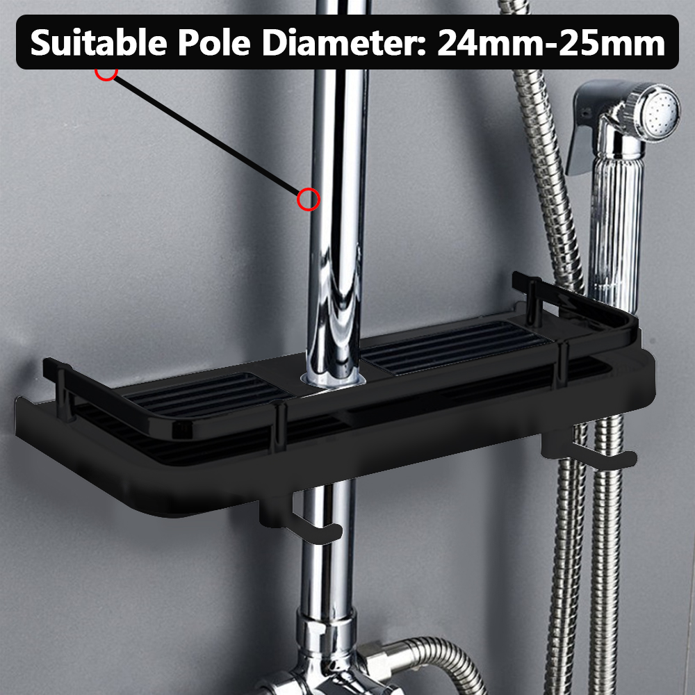 Shower Storage Holder Rack Shampoo Tray Stand Floating Shelf Detachable For Wall Household Item Plastic No Drilling