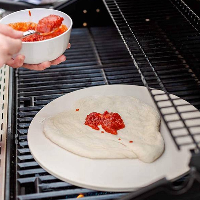 Pizza sten til bagning-cordierite pizza sten tallerken til bbq grill ovn-cook og server pizza brød ost-runde 30.5cm