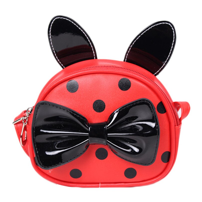 Heopono belle réglable bandoulière mignon belle enfants enfants petit Bowknot en cuir filles Messenger sac: Pastèque rouge