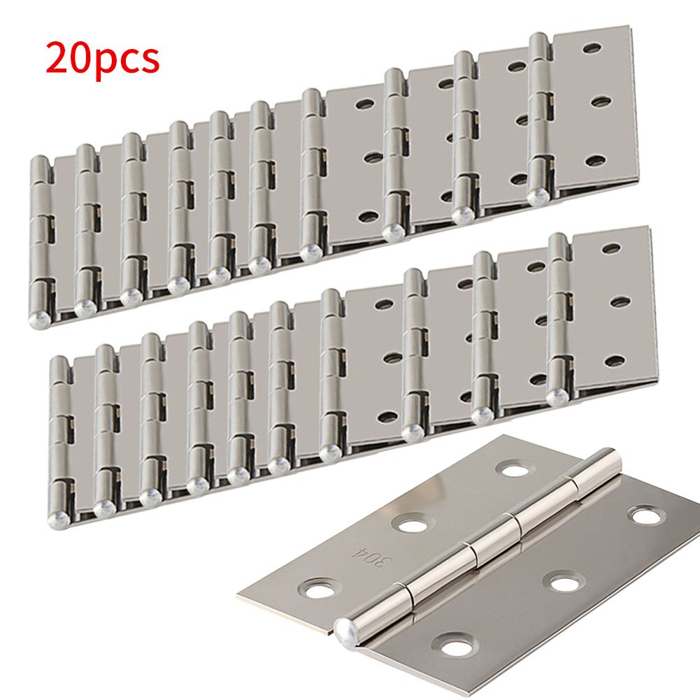 20Pcs Door Connector Furniture Stainless Steel Hinges Window Cabinet Bookcase Home Durable Jewelry Box 6 Mounting Holes Drawer