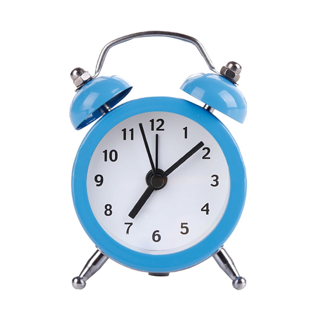 Mini Alarm Clock Electronic Round Number Double Bell Desk Table Digital Clock Round Alarm Retro Bedside Clocks: blue