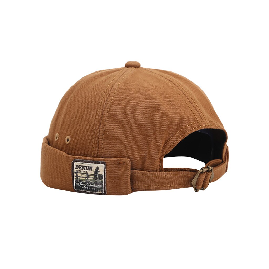 Vouw Skullcap Retro Mannen Sailor Cap Vrouwen Warm Rolde Manchet Emmer Cap Brimless Hoed Verstelbare Muts Motorkap Mutsen: KH