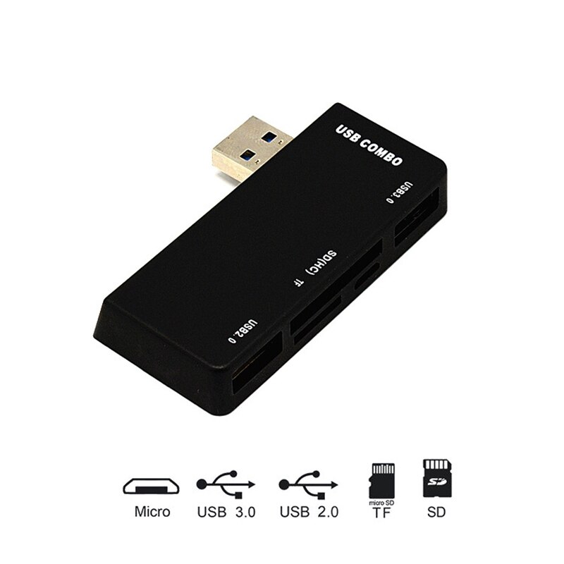 USB Hub USB3.0 Adapter 2 Port USB Combo TF SD Card Reader All in One for Surface Pro 3/4
