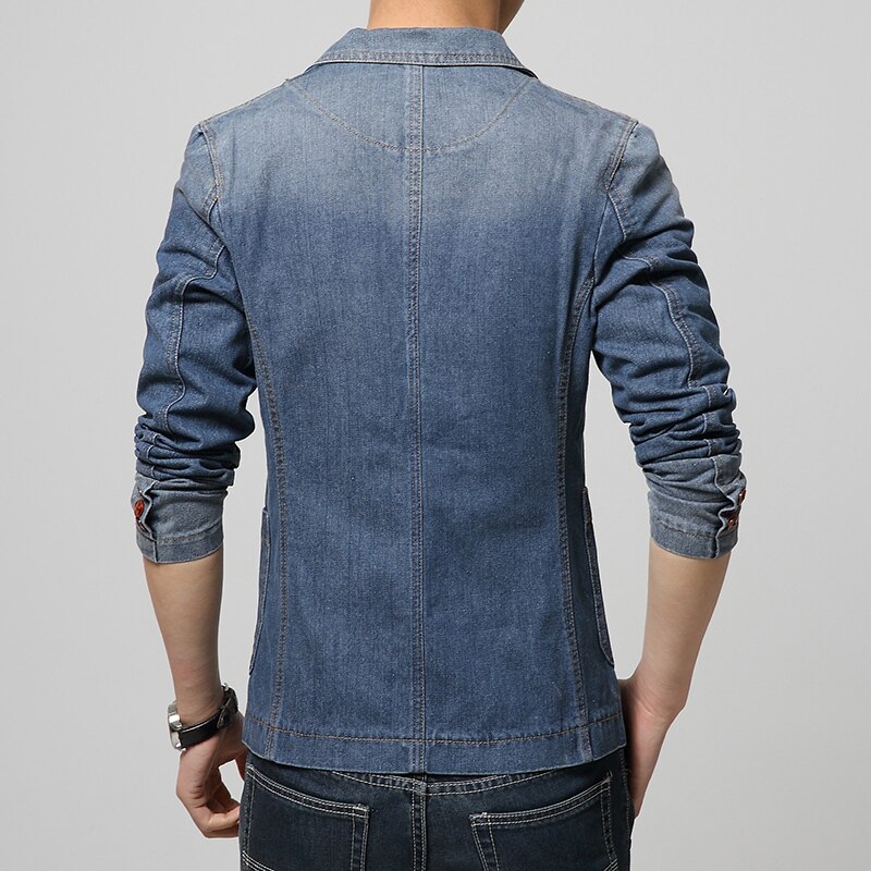 Jeansjackor kostym slim fit kavaj kostym, lätt tvättade jackor herr jeans kläder jeans kavaj herr ytterkappa