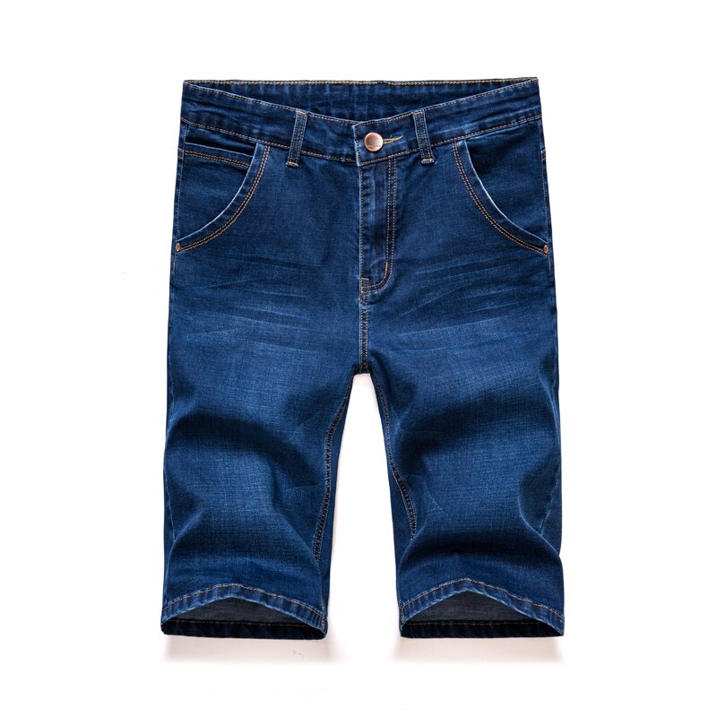 De D'été Mince En Denim De Coton de Mâle Court Hommes Genou Longueur Bleu Doux Décontracté Short: dark blue / 36