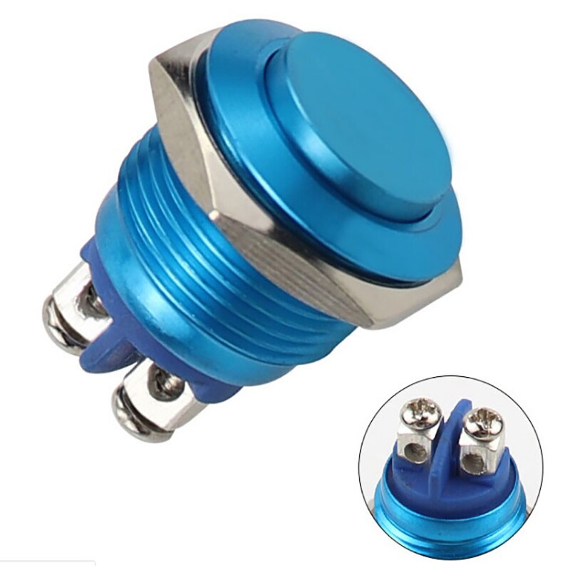 16mm ip67 metal-trykknap-afbryder vandtæt selv-nulstilling øjeblikkelig låsning låsning ingen høj / flad / øjeblikkelig rund form: Blå