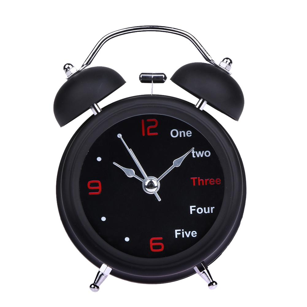 Alarm Clock Retro Desktop Clock Round Metal Double Bell Table Clock Alarms Home Decoration Black: Default Title