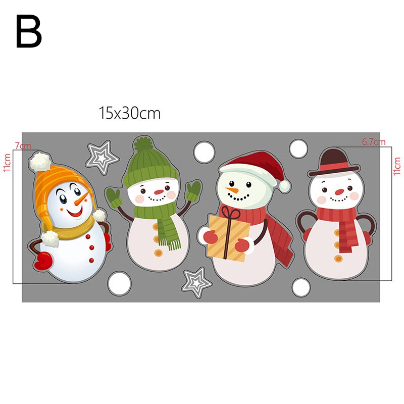 Christmas Snowman Snowflake Electrostatic Sticker Window Kids Room Year Wall Stickers Home Decals Decoration Wallpaper: B