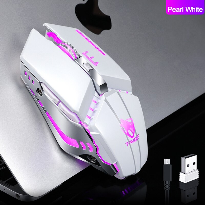 for T-wolf Q15 USB Wireless Mouse Charging Silent Mute Light Touch Wheel Gaming Mouse Star Black