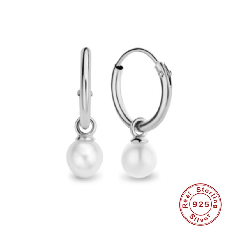 Roxi Glossy Ronde Hoop Oorbellen Voor Vrouwen Meisjes Parels Oorbel Sieraden Kraakbeen Oorbellen Ongebruikelijke 925 Sterling Zilveren Pendientes