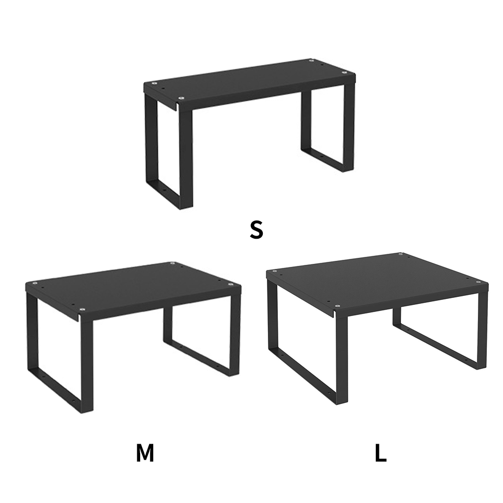 Black Cabinet Shelf Toaster Rack Stackable Sturdy Durable Home Kitchen Storage Cupboard Organizer Office Save Space Carbon Steel