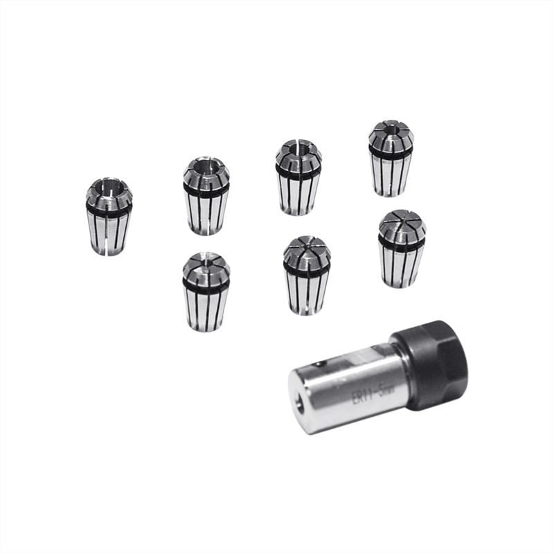 7Pcs High Carbon Steel ER11 Spring Collet ER11A 1/2/3/4/5/6/7mm Set+5mm Extension Rod Motor Shaft Holder For CNC Lathe Engraving
