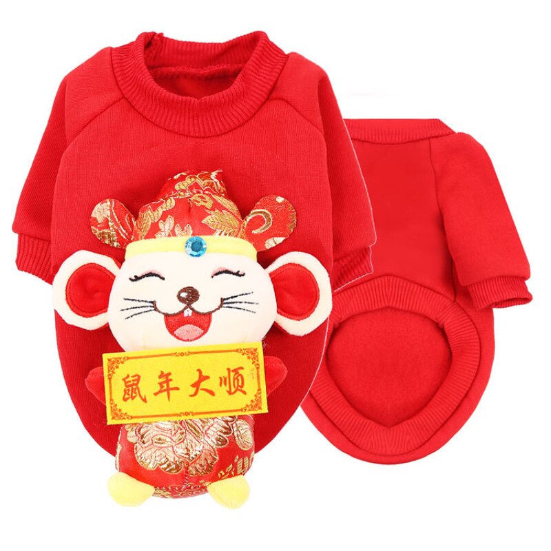 Jaar Hond Kleding Chinese Jaar Huisdier Kleding Tang Pak Kat Coat Chihuahua Yorkie Hond Hoodie Poedel Pommeren kostuum