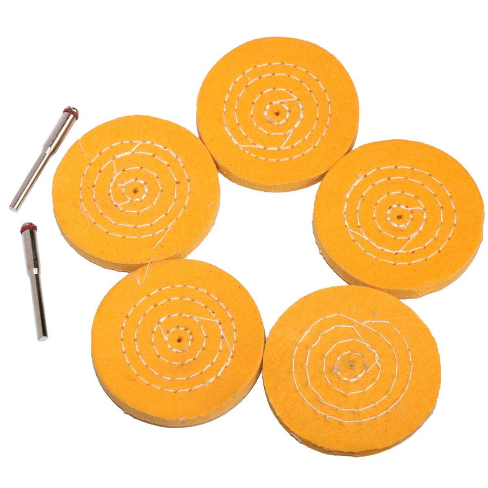 Tête de ponçage en coton, tige de 3mm, mini brosse pour perceuse Dremel: 50mm yellow 5pc