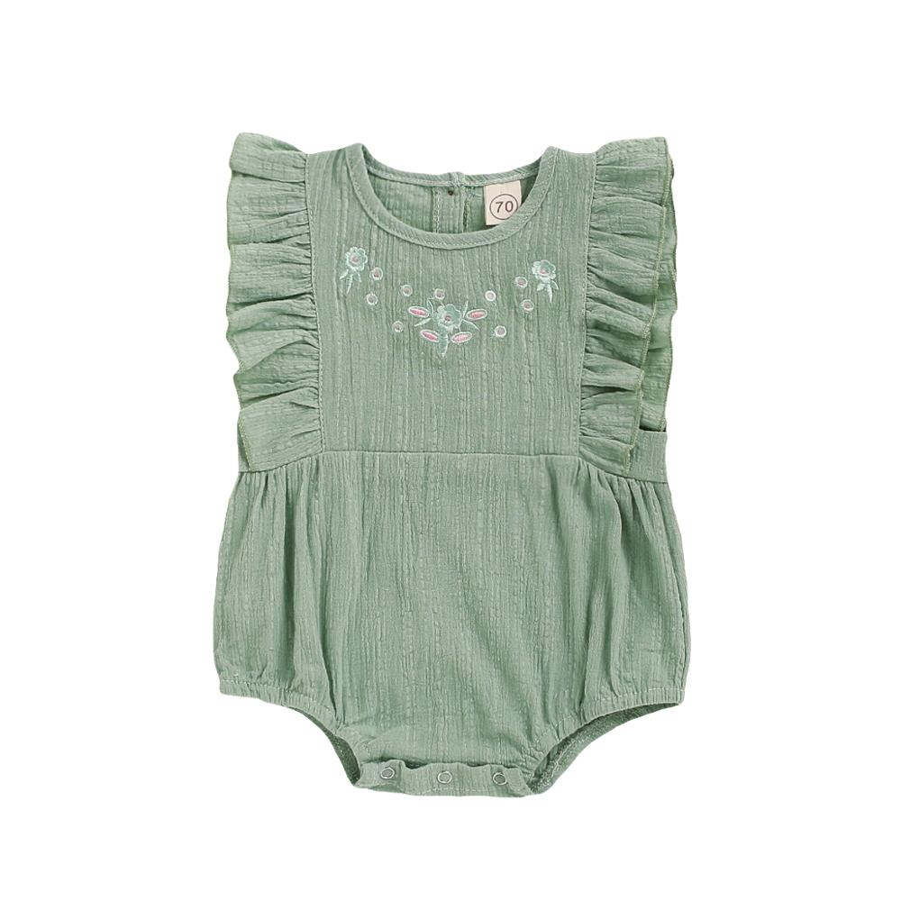 Barboteuse pour bébés garçons et filles, sans manches, à volants, motif Floral, vêtements d'été, tenue décontractée, une pièce,: B / 3M