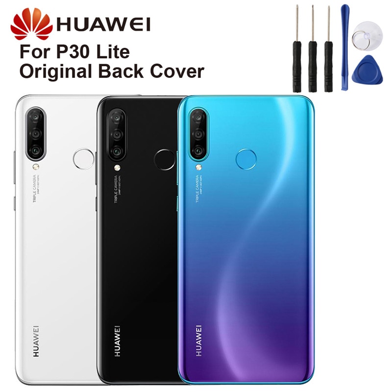 Capa traseira de bateria huawei p30 lite p30lite, proteção traseira original da caixa do telefone