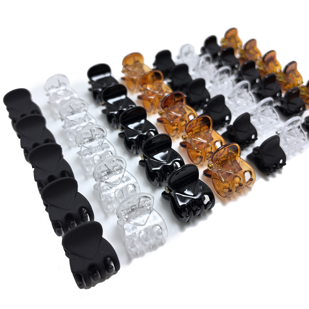 50 Stks/partij 1-1.5Cm Kleine Mini Haar Klauw Clips Zwart Bruin Doorzichtig Doorzichtig Plastic Clips Haarspeld Kids Haar Styling Klem Vrouwen
