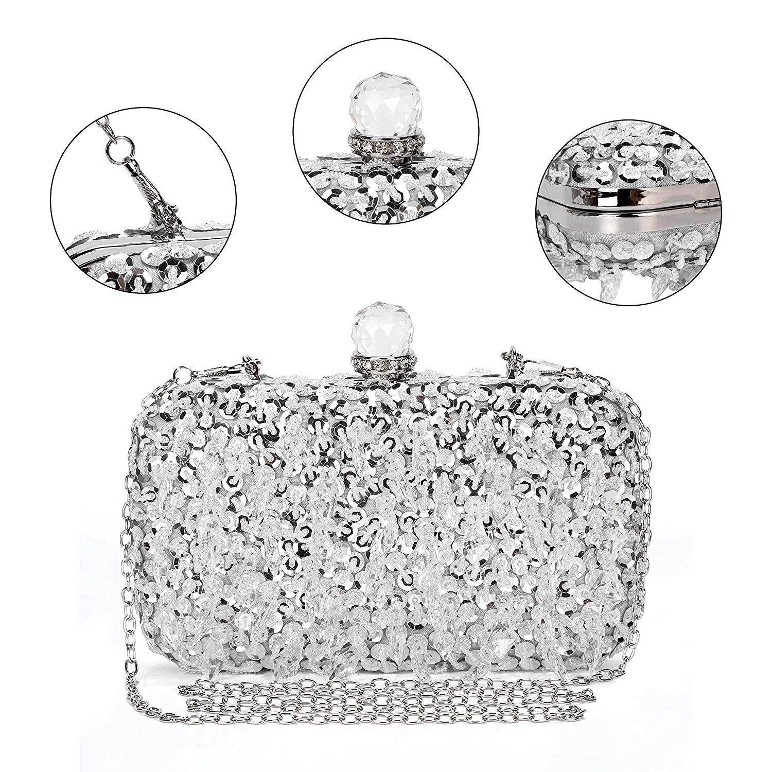 Luxury Evening Bag for Women Handbag Bandouliere Chaine Clutch for Ceremony / Wedding / Party / Prom Handmade Rhinestone Handb