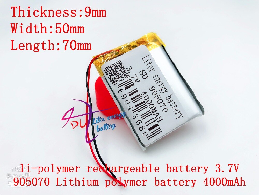 best battery brand 3.7V,4000mAH 905070 polymer lithium ion / Li-ion battery for model aircraft,GPS,mp3,mp4,cell phone,speaker,bl