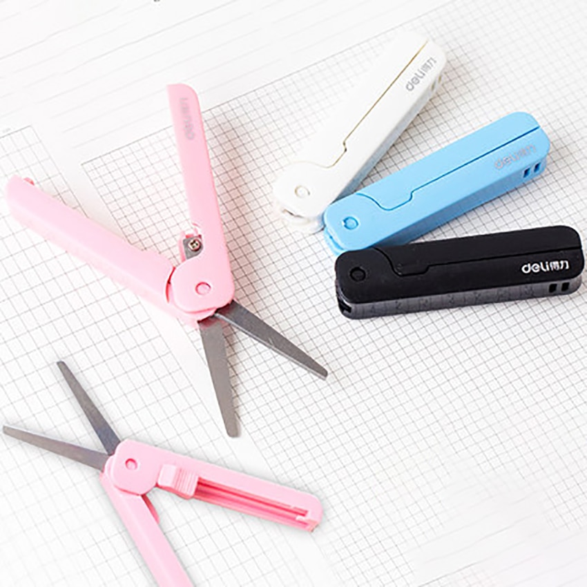 Tijeras portátiles para cortar papel, artículos de papelería para oficina y escuela, tijeras plegables para modelar, 2 unidades por lote