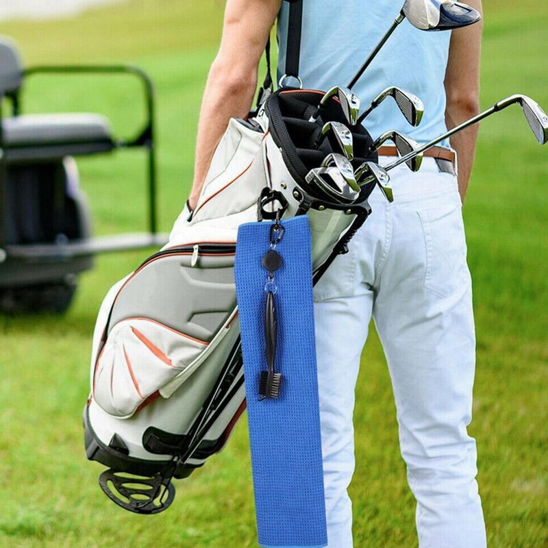 Golf Towel Waffle Pattern Cotton with Carabiner Cleaning Towels Microfiber Hook Cleans Clubs Balls Hands Microfiber Towel