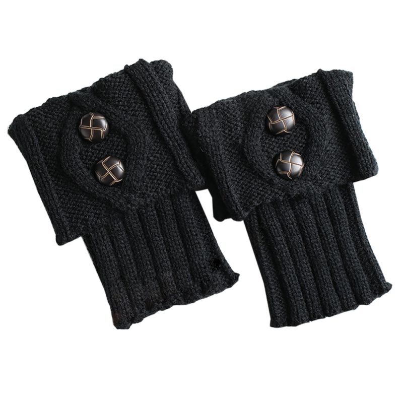 Knitted Leg Warmers Ladies Simple Winter Leg Warmers Short Section Knitted Crochet Button Long Socks Boots Cuffs Socks: B