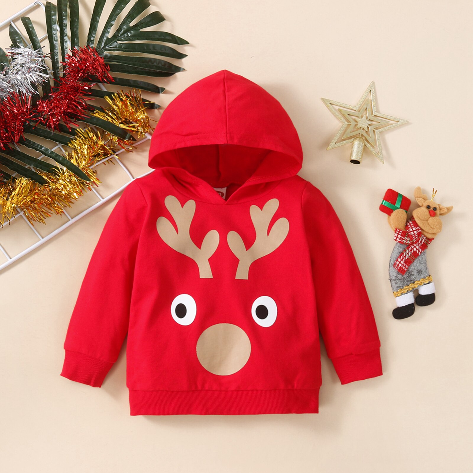 Pasgeboren Baby Meisjes Kleding Kerst Tops Kerstman Print Lange Mouwen Truien Hoodies Nieuw Rood Zwart