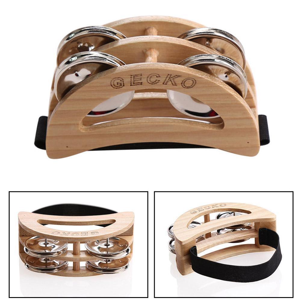 Elliptical Cajon Box Drum Companion Jingle Tambourine Foot Instruments Hand Percussion 100*68mm Wood Accessory Tambourine Z3D4
