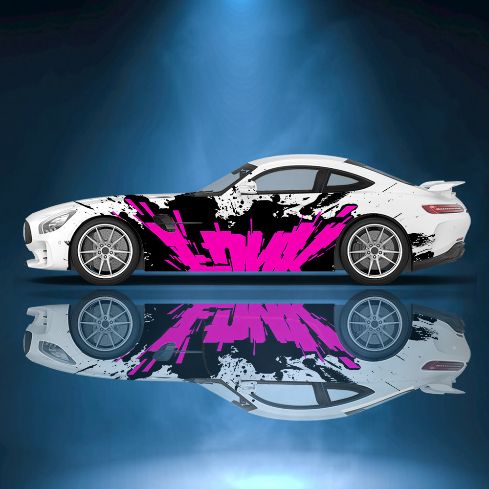 Colorful Splattered Graffiti Line Car Side Sticker Vinyl Self-adhesive Paper Motorsport Paint Decal Suitable for Truck Suv Decor: L / Orange