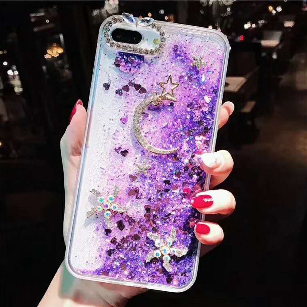 Sunjolly Glitter Strass Gevallen Bling Ster Quicksand Dynamische Cover fundas capa coque voor iPhone X 8/8 Plus 7/7 Plus 6 s/6 Plus