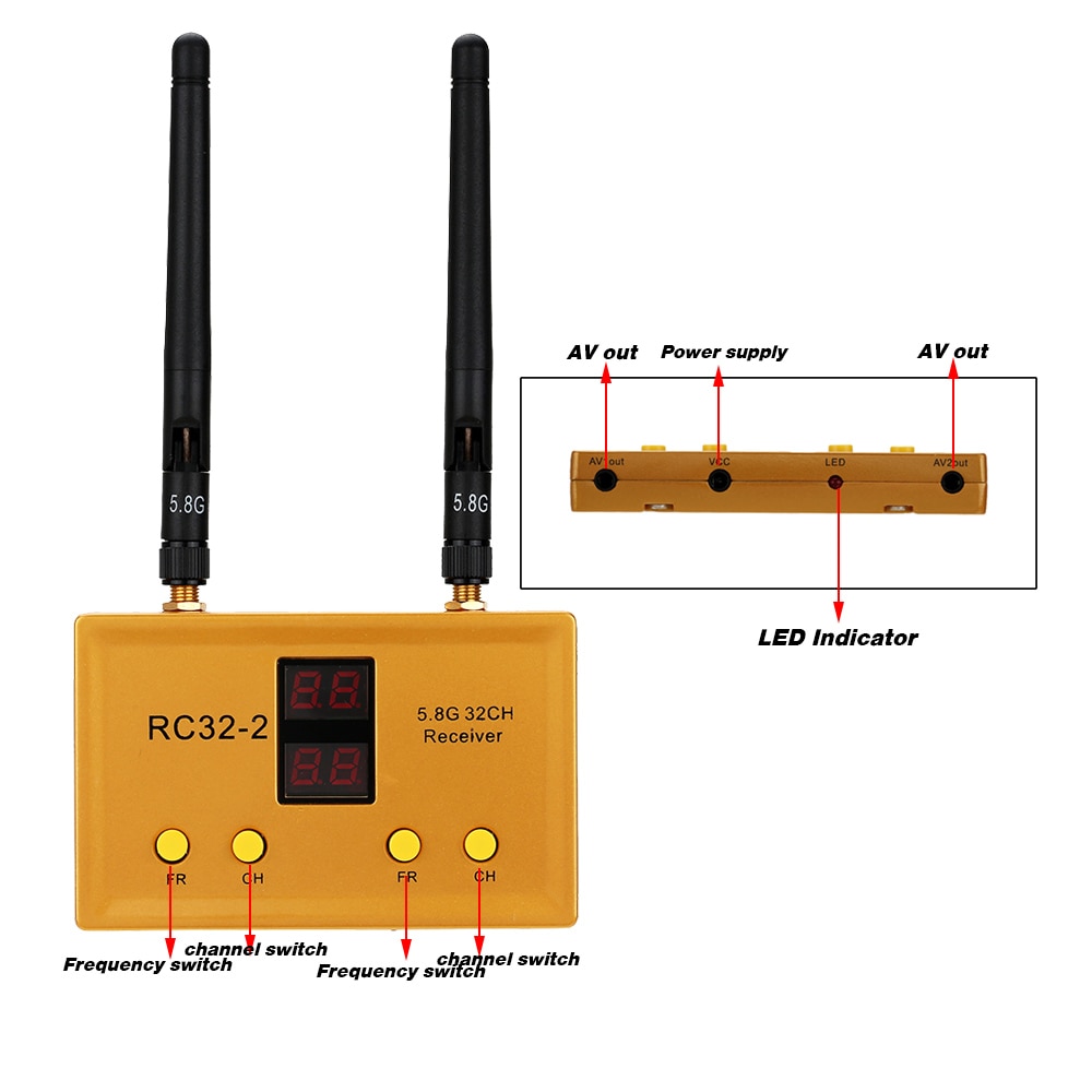 Rc32-2 5.8g 32ch modtager 2 vejs redundans av modtager dobbelt uafhængige signaler modtager høj frekvens for fpv rc multicopter