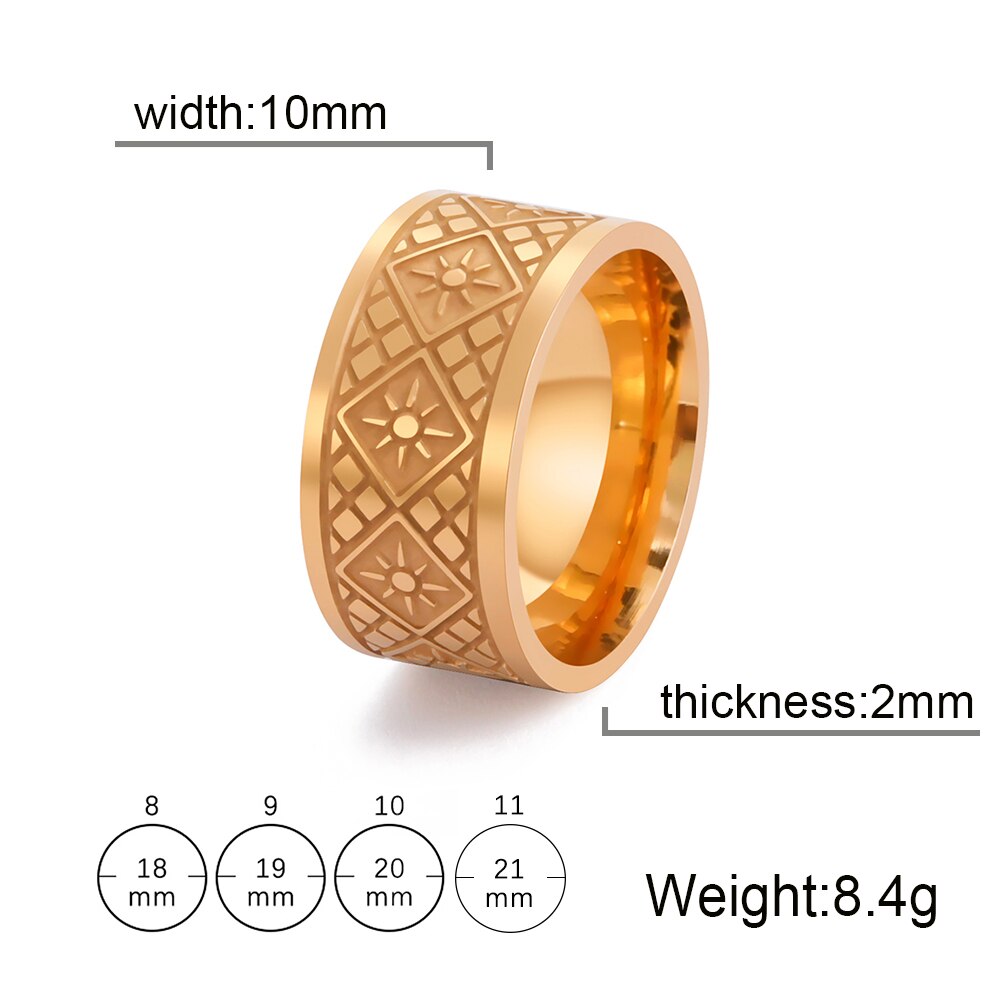 Skyrim Vintage Stainless Steel Geometric Men&#39;s Ring Simple Sun Women Finger Rings Streetwear Engagement Anniversary Jewelry: 11 / Gold Color